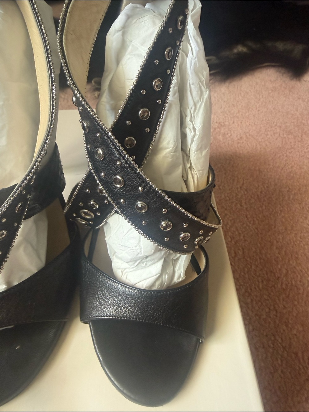 Jimmy Choo Black Stud-Embellished Strappy Heels